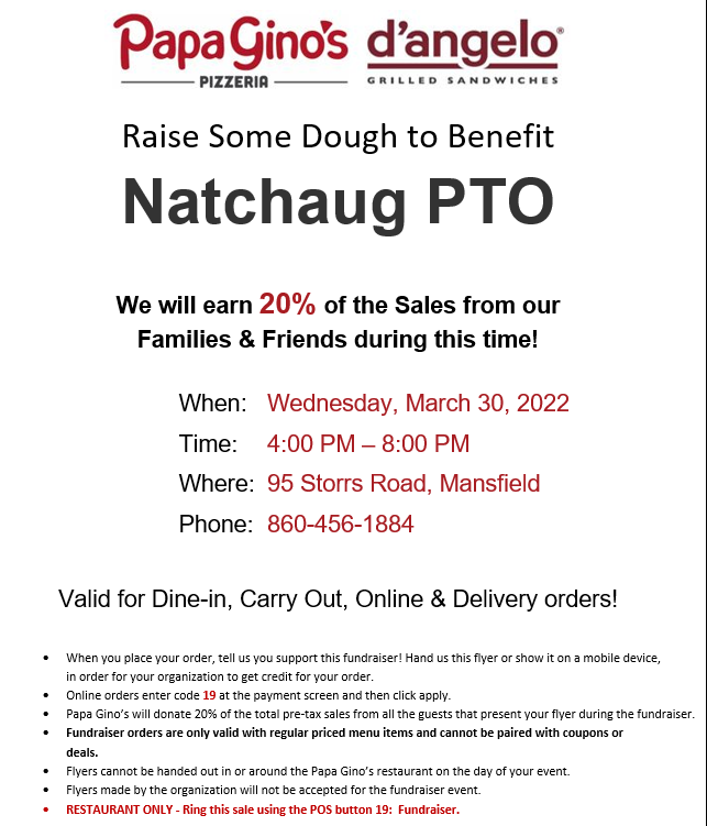 RAISE SOME DOUGH TO BENEFIT NATCHAUG PTO